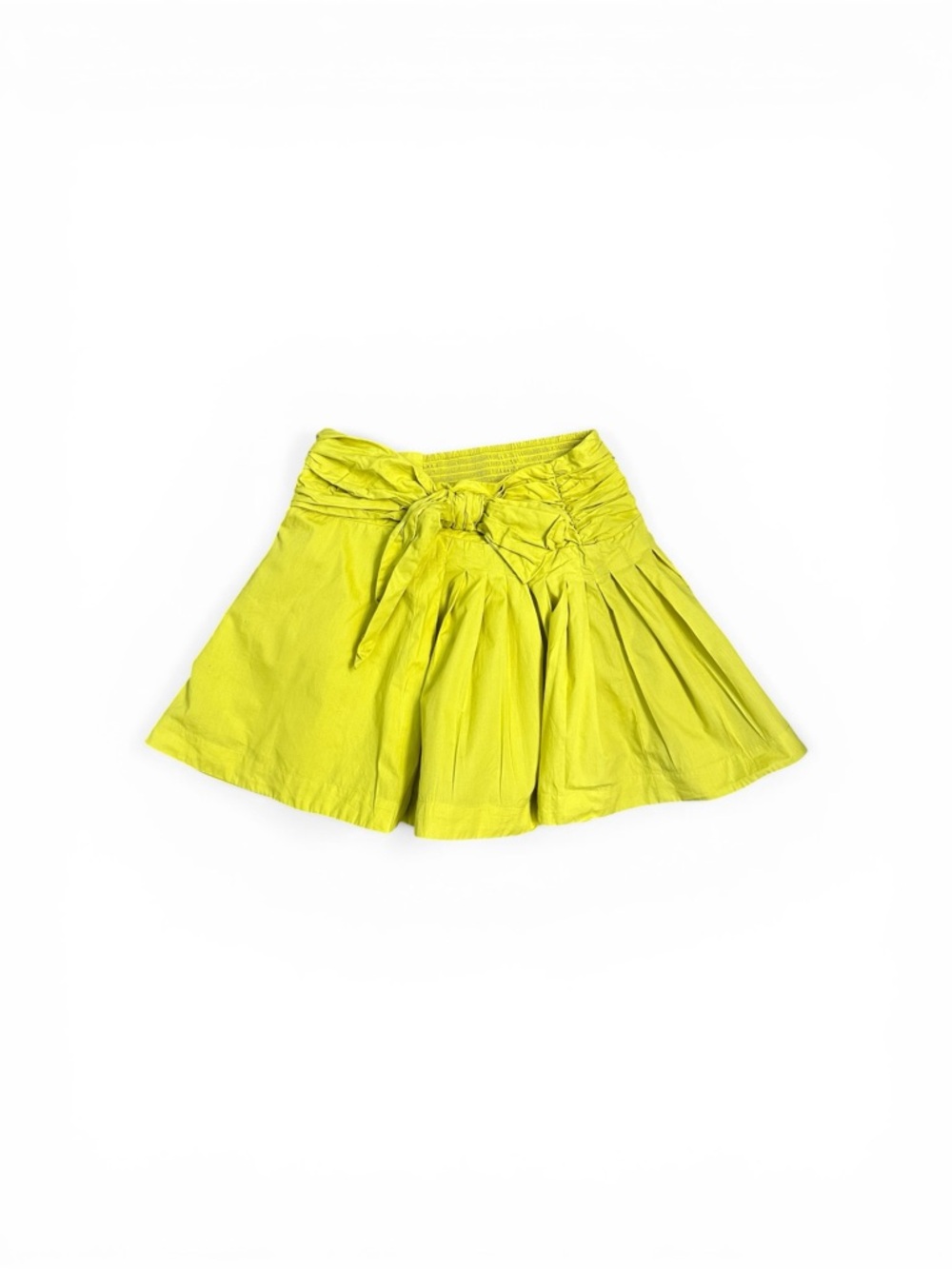 Anthropologie Yellow Mini Skirt Pleated‎ Tie Waist High Waist Flowy Size M